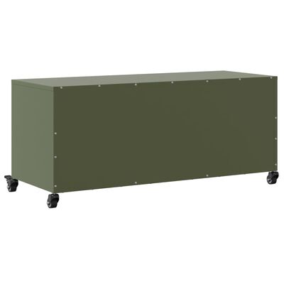 vidaXL Mueble de TV de acero verde oliva 100,5x39x43,5 cm