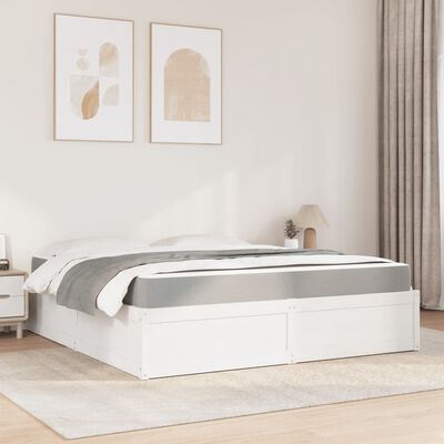 vidaXL Cama con colchón madera maciza de pino blanca 180x200 cm