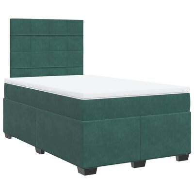 vidaXL Cama box spring con colchón terciopelo verde oscuro 120x200 cm