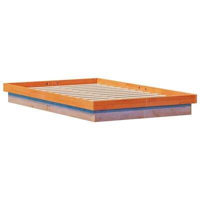 vidaXL Estructura de cama LED madera maciza pino marrón cera 140x190cm