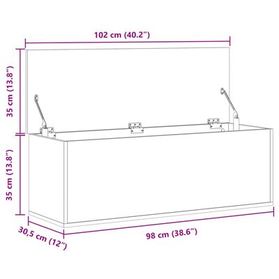 vidaXL Caja de almacenaje madera ingeniería gris Sonoma 102x35x35 cm