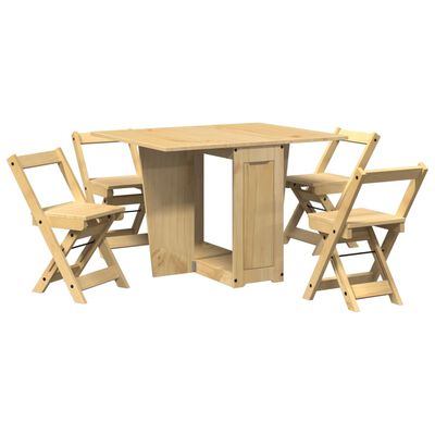 vidaXL Set comedor plegable mariposa 5 pzas Corona madera pino marrón