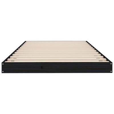 vidaXL Estructura cama individual madera maciza pino negra 90x190 cm