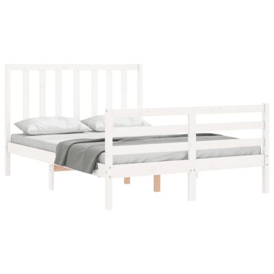 vidaXL Estructura de cama con cabecero madera maciza blanco 140x200 cm