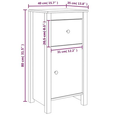 vidaXL Aparador de madera maciza de pino blanco 40x35x80 cm