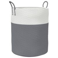 vidaXL Cesta de almacenaje algodón gris y blanco Ø38x46 cm