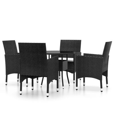 vidaXL Juego de comedor para jardín 5 piezas ratán sintético negro