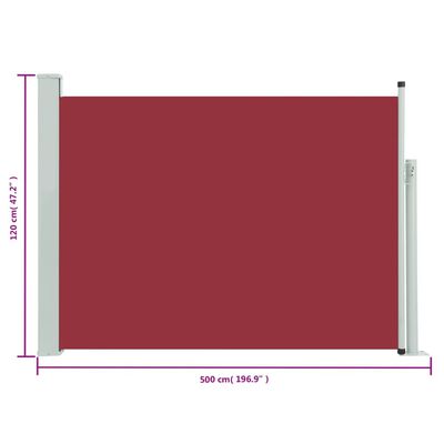 vidaXL Toldo lateral retráctil para patio rojo 117x500 cm