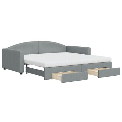 vidaXL Sofá cama nido con cajones tela gris claro 100x200 cm