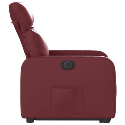 vidaXL Sillón elevable eléctrico cuero artificial rojo tinto