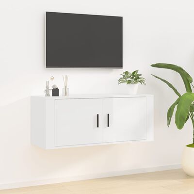 vidaXL Mueble para TV de pared blanco brillante 100x34,5x40 cm