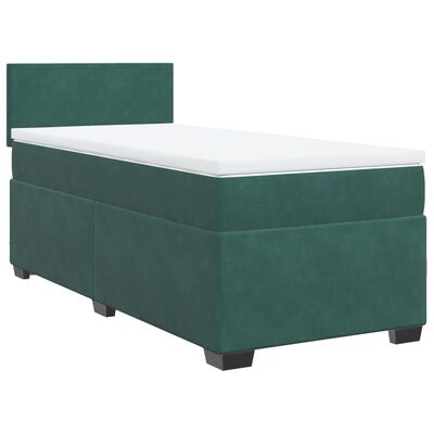 vidaXL Cama box spring con colchón terciopelo verde oscuro 80x200 cm