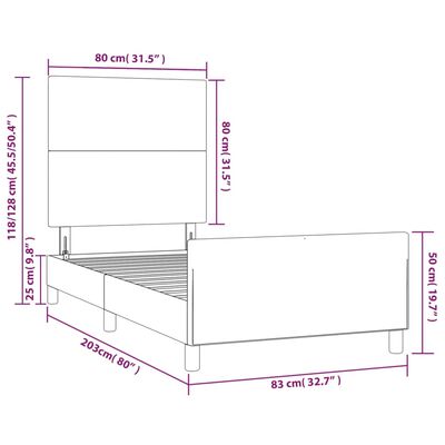 vidaXL Estructura de cama con cabecero cuero sintético gris 80x200 cm