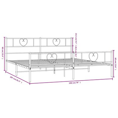 vidaXL Estructura cama sin colchón con estribo metal blanco 193x203 cm