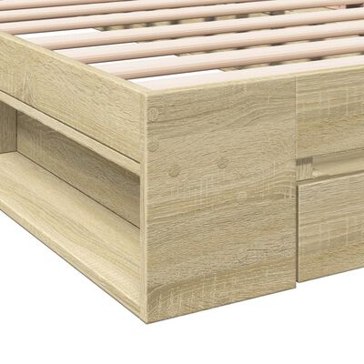 vidaXL Cama con cajón madera de ingeniería roble Sonoma 75x190 cm