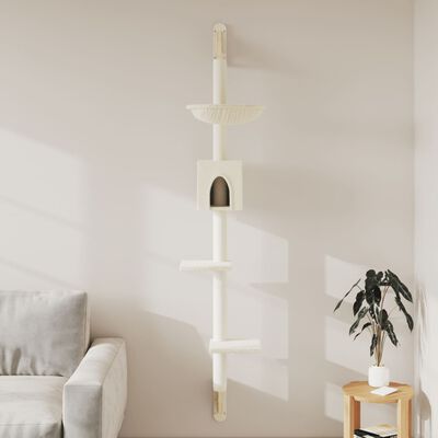 vidaXL Árbol rascador para gatos de pared crema 187 cm