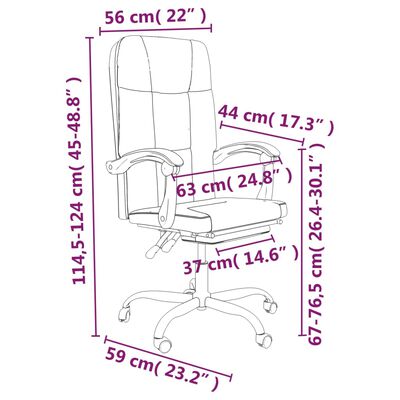 vidaXL Silla de oficina reclinable cuero sintético negro