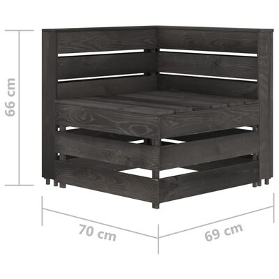 vidaXL Set de muebles de jardín 12 pzas madera de pino impregnada gris