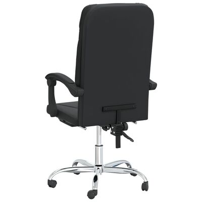 vidaXL Silla de oficina reclinable cuero sintético negro