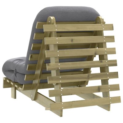 vidaXL Futón sofá cama con colchón madera impregnada pino 70x206x11 cm