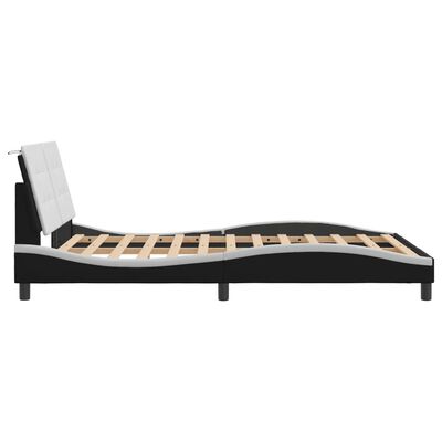 vidaXL Estructura cama cabecero cuero sintético negro blanco 120x200cm