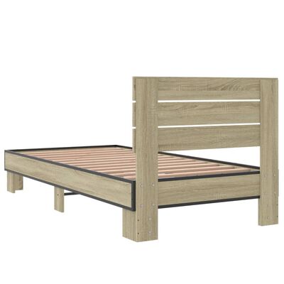 vidaXL Estructura cama madera ingeniería metal roble Sonoma 75x190 cm