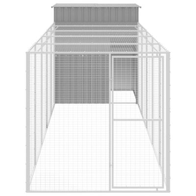 vidaXL Gallinero con corral acero galvanizado gris claro 165x659x181cm