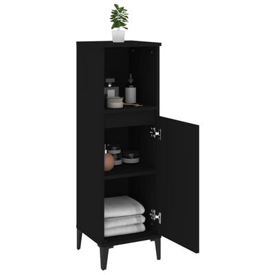 vidaXL Armario de baño madera contrachapada negro 30x30x100 cm