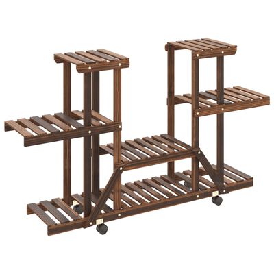 vidaXL Soporte para flores con ruedas madera maciza abeto 110x25x78 cm