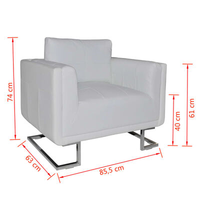 vidaXL Sillón con patas cromadas cuero sintético blanco