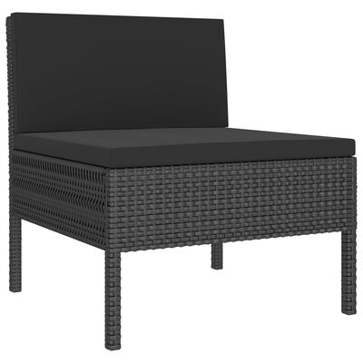 vidaXL Set de muebles de jardín 11 pzas cojines ratán sintético negro