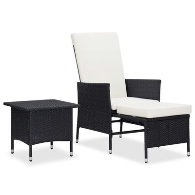 vidaXL Set muebles de jardín 2 piezas y cojines ratán sintético negro