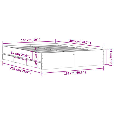 vidaXL Cama con cajones madera ingeniería roble Sonoma 150x200 cm