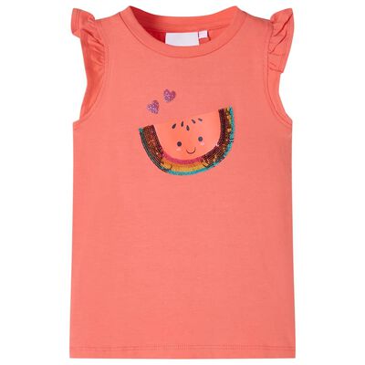 Camiseta infantil de manga volante coral 104