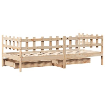 vidaXL Sofá cama con cajones madera maciza de pino 80x200 cm