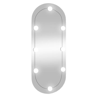 vidaXL Espejo de pared ovalado con luces LED vidrio 30x70 cm