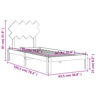 vidaXL Estructura de cama con cabecero madera maciza blanco