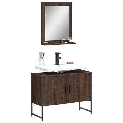 vidaXL Set de muebles de baño 2 pzas madera de ingeniería marrón roble