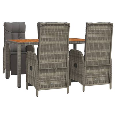 vidaXL Set comedor de jardín 5 piezas con cojines ratán sintético gris