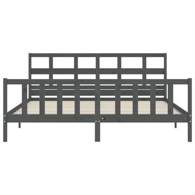 vidaXL Estructura de cama con cabecero madera maciza gris 200x200 cm