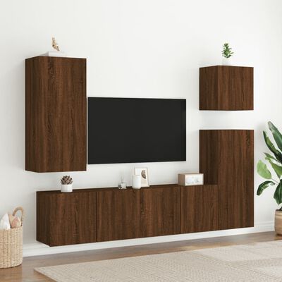 vidaXL Muebles para TV de pared 2 unidades roble marrón 80x30x41 cm