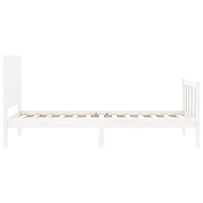 vidaXL Estructura de cama con cabecero madera maciza blanco 90x200 cm