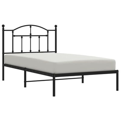 vidaXL Estructura cama sin colchón con cabecero metal negro 100x190 cm