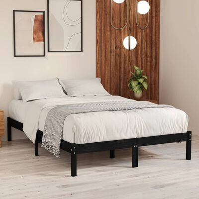 vidaXL Estructura de cama de madera maciza de pino negro 140x200 cm