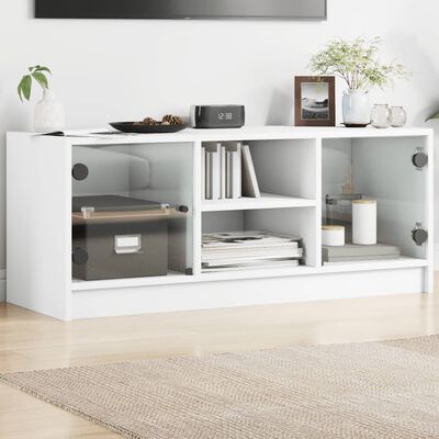 vidaXL Mueble de TV con puertas de vidrio blanco 102x37x42 cm