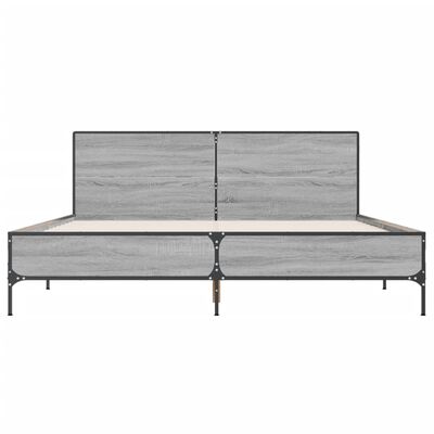 vidaXL Estructura cama madera ingeniería metal gris Sonoma 140x200 cm