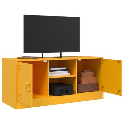 vidaXL Mueble para TV de acero amarillo mostaza 99x39x44 cm