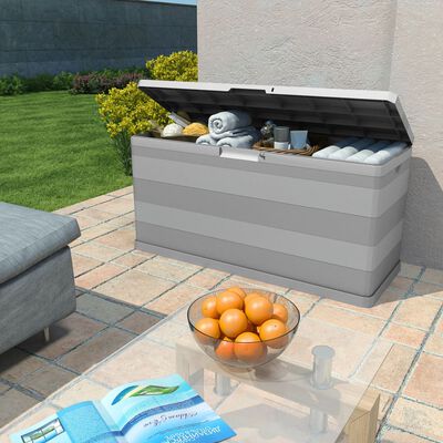 vidaXL Caja de almacenamiento de jardín gris 117x45x56 cm