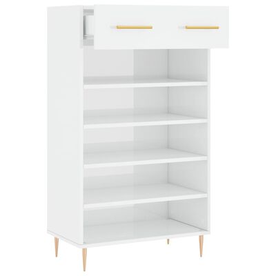 vidaXL Mueble zapatero madera contrachapada blanco brillo 60x35x105 cm