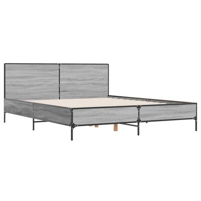 vidaXL Estructura cama madera ingeniería metal gris Sonoma 140x200 cm